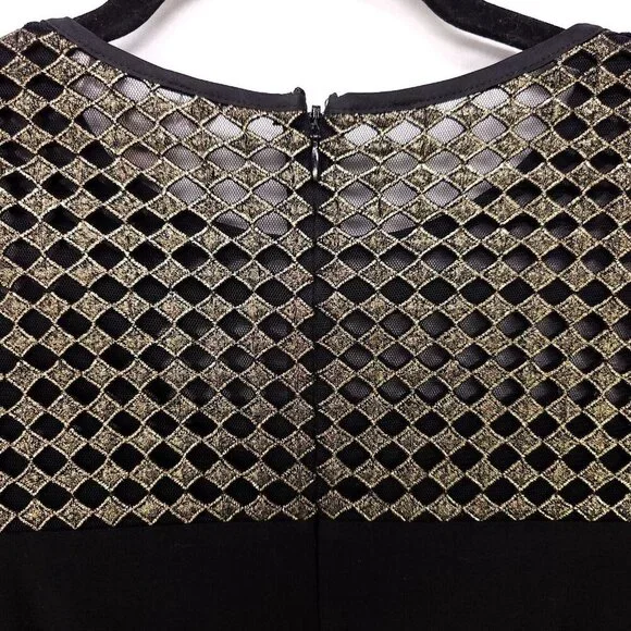 Banana Republic Metallic Lace Tee Dress Black Size Petite 4 Black Mini Sheath - Picture 7 of 12